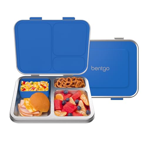 Bentgo Kids Stainless Steel Leak-Resistant Lunch Box - Blue 3-Compartment