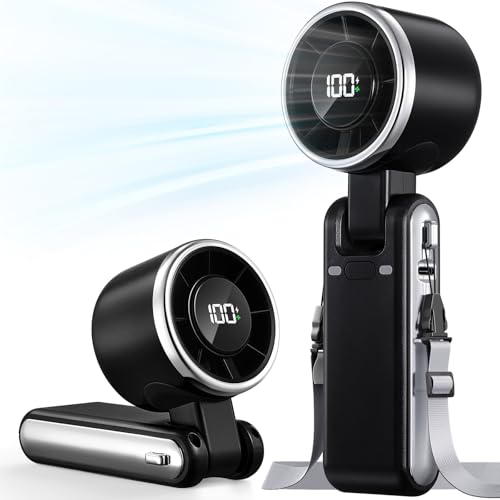Bearwind Portable Handheld Turbo Fan, 5-Speed Rechargeable Mini Fan, Black