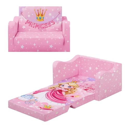 2-in-1 Foldable Toddler Sofa and Convertible Play Couch for Kids