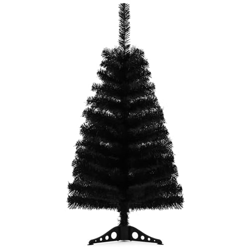 3ft Black Artificial Christmas Tree - Tabletop Pine Tree with Stand