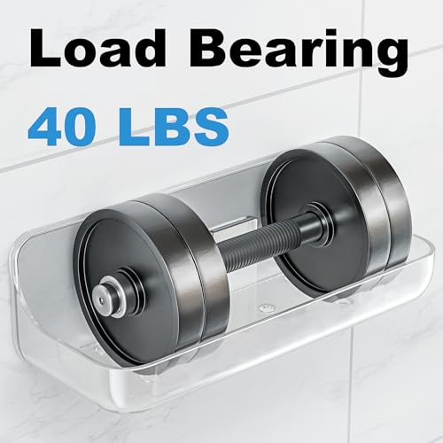 2-Pack Clear Acrylic Bathroom Shelves, Adhesive No-Drill Shower Caddy