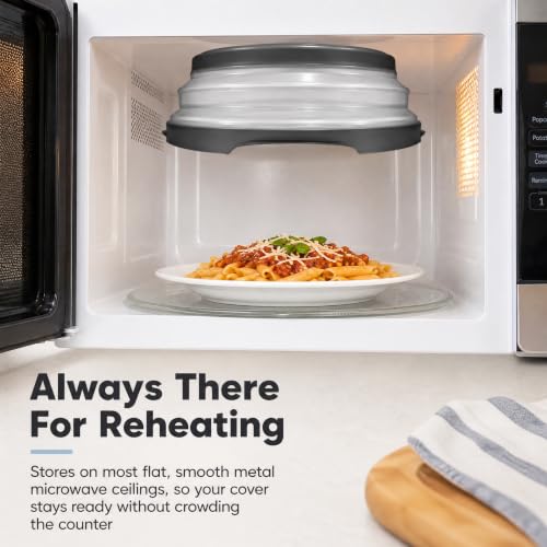 HOVER COVER Magnetic 12-Inch Collapsible Microwave Food Cover - Gray, Full Size