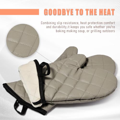13-Inch Quilted Heat Resistant Oven Mitts - Flame Retardant Set of 2