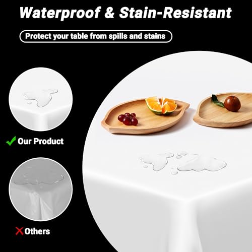 QZYL 4-Pack White Plastic Disposable Tablecloths 54x108 for Rectangles