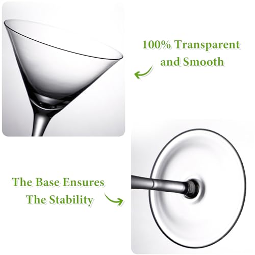 Unbreakable Martini Glasses Set of 6, 10 oz BPA-Free Plastic Cocktail Glasses