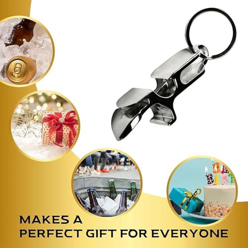 Pack of 1 Black Metal 4-in-1 Shotgun Bottle Opener Keychain Tool – Durable Can & Bottle Opener