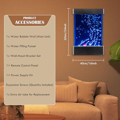 16x24 Inch LED Water Bubble Wall, Stainless Steel Sensory Decor