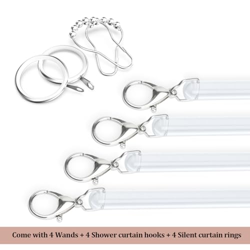 40-Inch Clear Acrylic Curtain Pull Wands - 4 Pack Drape Opening Tool
