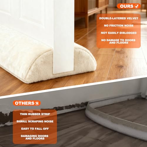 Adjustable Velvet Door Draft Stopper & Blocker - Fits 30" to 36" Doors