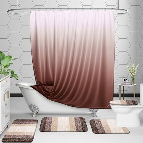 4-Piece Soft Microfiber Bathroom Rug Set with Contour Mat and Lid Cover