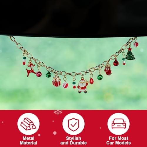 Rislobx Christmas Car Rearview Mirror Ornament Bell (Old Man) – Hanging Metal Decor