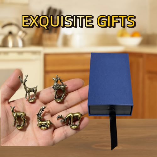 Zuxlwud 5-Pack Brass Deer Magnetic Hinge Heads Christmas Home Decor Gift