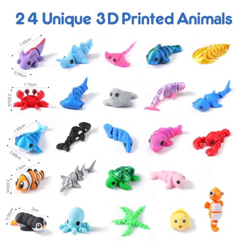 24-Day Christmas Advent Calendar with 3D Printed Sea Animal Fidget Toys