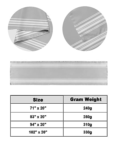 Grey Striped Satin King Size Bed Runner - Modern Luxury Bed Scarf (94x20 In)