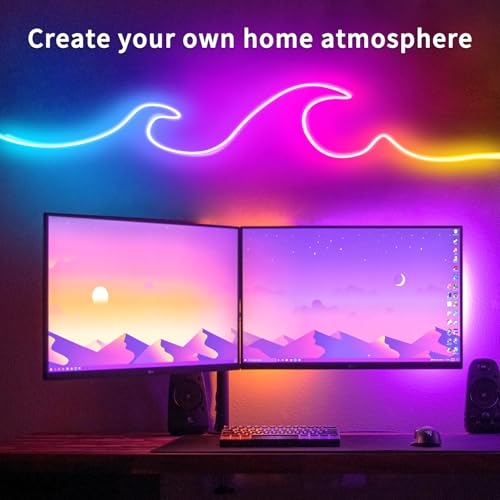 segrass 32.8FT RGB Neon Rope Light with App & Remote - Waterproof Outdoor LED Strip for Bedroom & Gaming Setup
