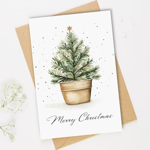 25 Pack Christmas Greeting Cards with Envelopes & Stickers - Holiday Watercolor Designs