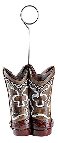 Western Cowboy Boots Photo and Balloon Holder for Rustic Party Decor