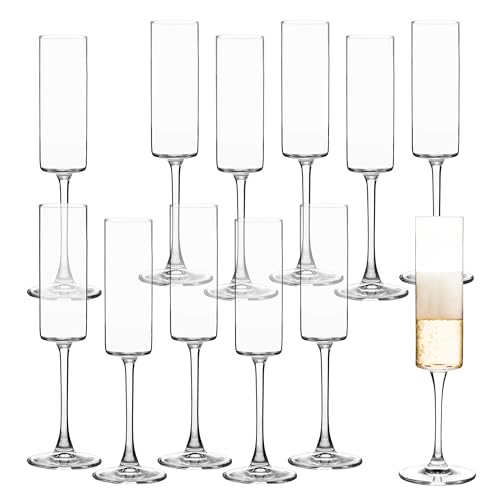 UMEIED 6oz Champagne Flutes Set of 12 Long Stem Glasses Elegant Party Drinkware