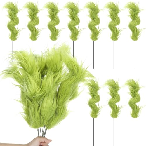 10 Pcs Lime Green Furry Christmas Tree Topper Picks, Classic - Thiccywoov