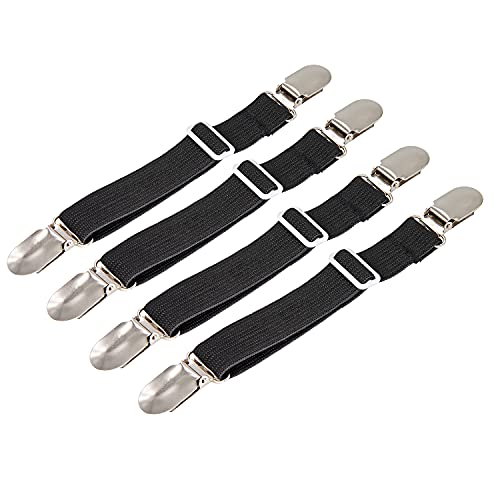 Adjustable Bed Sheet Fasteners - 4-Piece Elastic Straps & Mattress Grippers