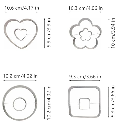 Stainless Steel Cookie Cutter Set 4 Pieces - Linzer, Heart, Flower, Square