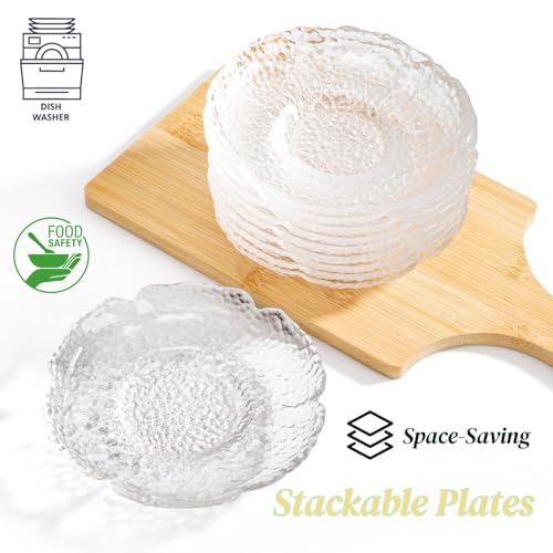 10 Pack Small Clear Glass Dessert Plates 4.7 Inch - Elegant Kitchenware