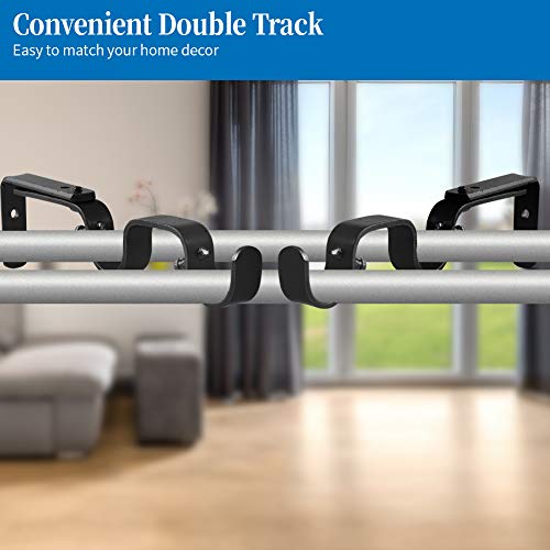 Heavy Duty Adjustable Double Curtain Rod Brackets for 1 Inch Rods, 2 Pack