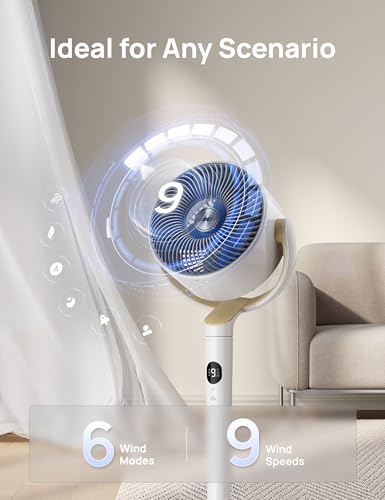 Smart Pedestal Fan for Bedroom with RGB Light and Voice Control