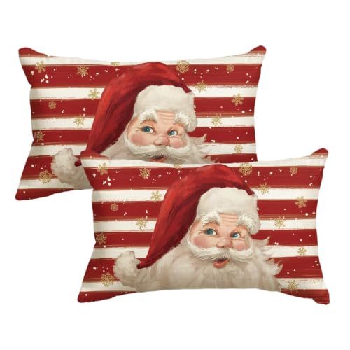 AVOIN ColorLife Christmas Red Santa 12x20 Inch Pillow Covers (Set of 2) Red / 20" x 12"