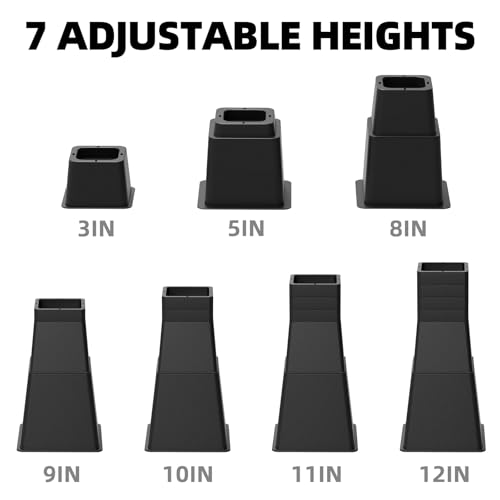 Heavy Duty Adjustable Bed Risers - Elevate Furniture by 12 Inches