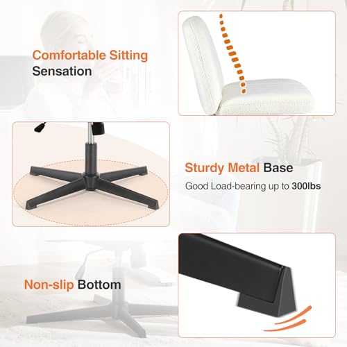 Criss Cross Office Chair - Armless Teddy Fleece Swivel Vanity Desk Chair