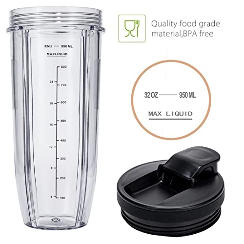 32oz Replacement Blender Cups with Sip and Seal Lids - 2 Pack