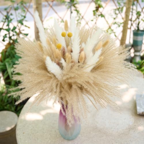 100-Piece Natural Dried Pampas Grass Bouquet - 17.5-Inch Floral Decor
