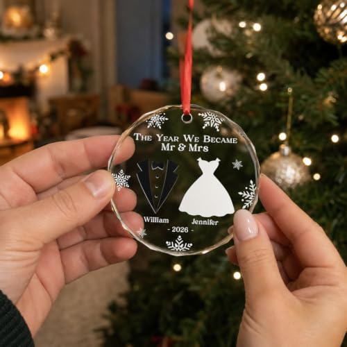 Personalized First Christmas As Mr & Mrs Glass Ornament 2026