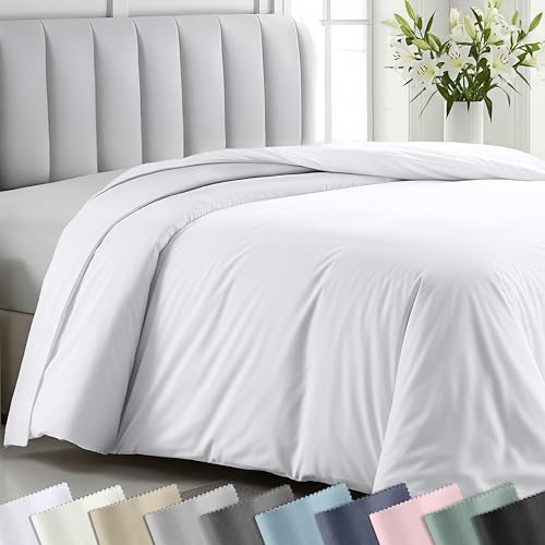 100% Cotton Sateen Twin XL Duvet Cover - Soft White (400 Thread Count)