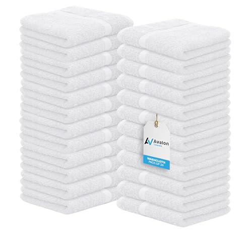 24-Pack 100% Cotton White Washcloths, 12x12 Inch Soft Face Towels
