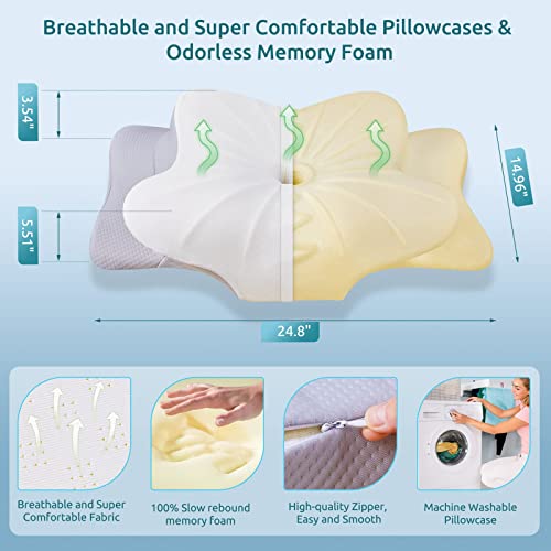 DONAMA Contour Cervical Memory Foam Pillow for Neck Pain Relief - Queen