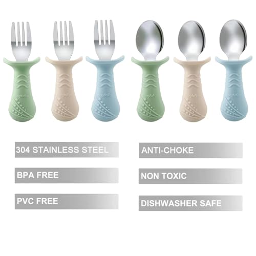 Baby Fork and Spoon Utensil Set 6-Pack Stainless Steel Toddler Silverware