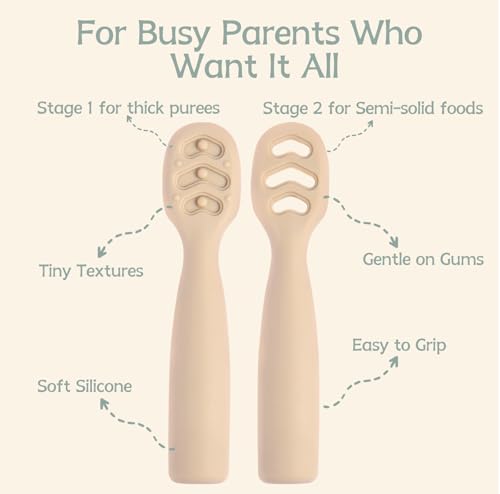 6 Pack Silicone Baby Spoons Set for Self Feeding and Weaning
