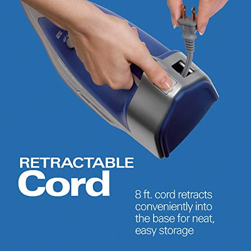 Hamilton Beach Steam Iron for Clothes with Retractable Cord and Durathon Soleplate