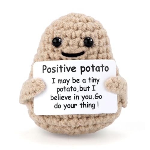Mini Knitted Crochet Potato Doll with Positive Encouragement Card
