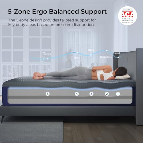 14-Inch King Size Cooling Gel Memory Foam Mattress - 5-Zone Support