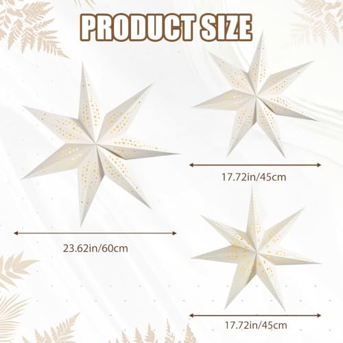 White Paper Star Lanterns with Lights – 3-Pack Indoor Christmas Decor