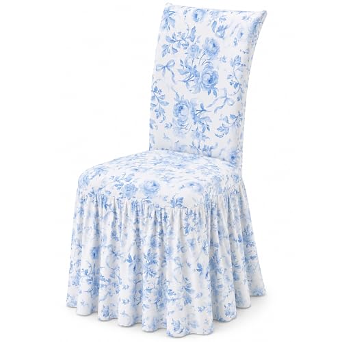 Blue Bow Dorm Chair Cover - Washable Floral Protector for College Room