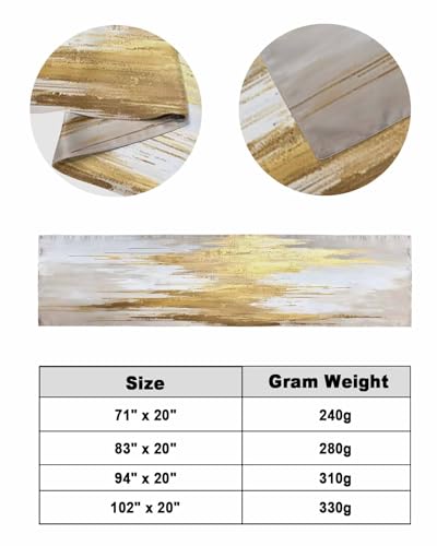 Gold & Grey Abstract Bed Runner Scarf for Cal King Size Bed - 102"x20"