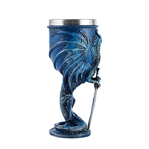 Blue Dragon Goblet - 7 oz Stainless Steel & Resin Wine Chalice