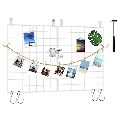 Wire Grid Wall Panel Set - 15.7 x 11.8 Inch Photo Display & Organizer
