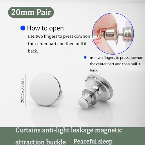 20 Pairs Magnetic Curtain Clips, Strong Alloy Closure Weights for Drapes
