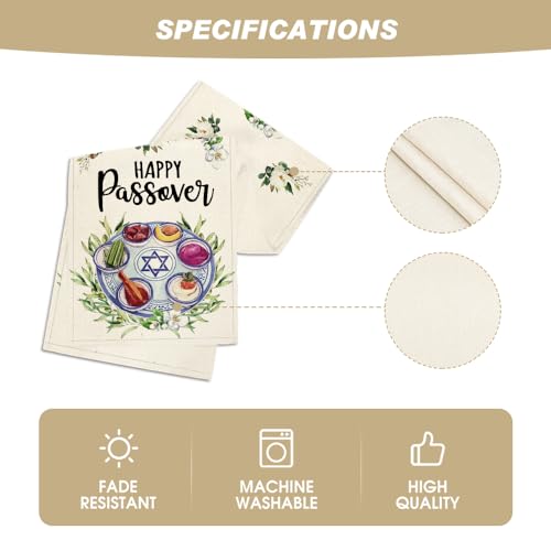 Artoid Mode Seder Plate Flower Happy Passover Table Runner 13x72