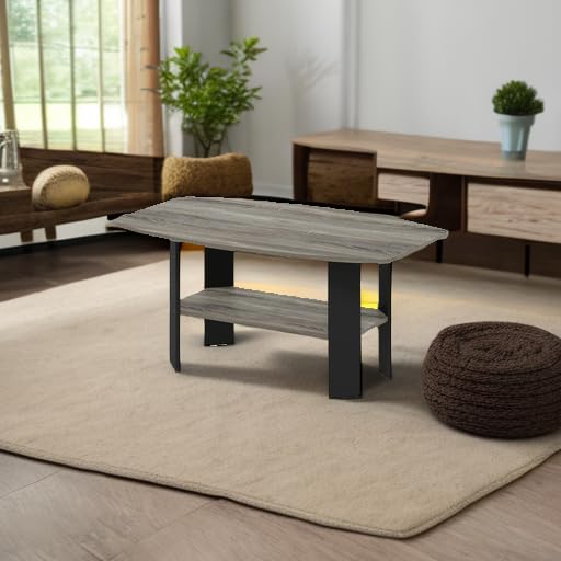 Modern Coffee Table with Open Shelf, Engineered Wood, 35.5-inch